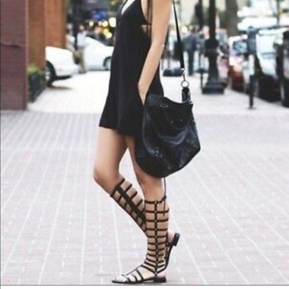 Stuart Weizmann Gladiator Black Napa Leather stretch boots - Picture 3 of 11